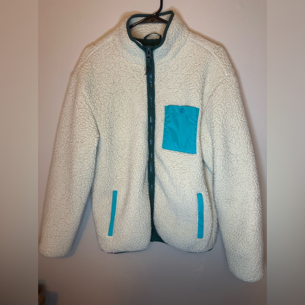 Lego Women's Cream Teddy Jacket with Blue Accents